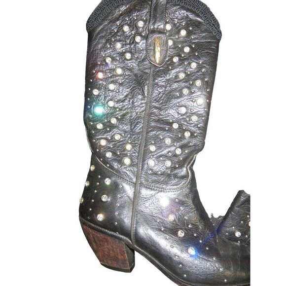 Buttero Italian Leather Rhinestone Embellished Western cowboy boots sz 37 US 7 - Picture 8 of 16